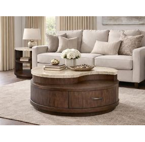 Mcpherson Burnt Umber Round Stone Top End Table