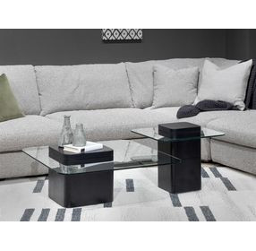 Donora Clear Glass and Obsidian Square Glass Top Cocktail Table
