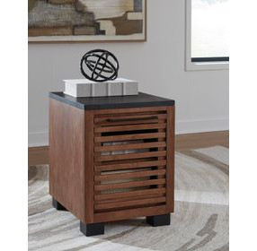 Kallari Warm Brown and Black Rectangular Chairside End Table