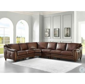 Bexley Caramel Top Grain Leather 4 Piece Sectional