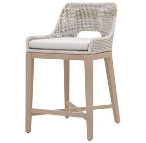 Tapestry Pumice Performance Fabric Upholstered Outdoor Counter Height Stool