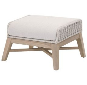 Tapestry Pumice Performance Fabric Upholstered Outdoor Rectangular Footstool