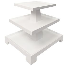 Tatiana Textured White Rectangular Side Table with 2 Shelves
