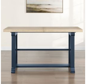 Darcy Beige and Midnight Blue 82" Extendable Rectangular Counter Height Table