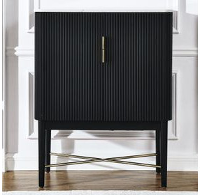 Vida Black 2 Door Marble Top Wine Cabinet