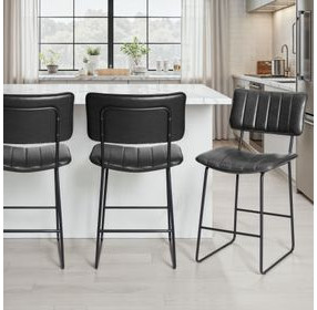 Tribeca Black Vegan Leather Counter Height Stool
