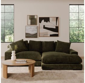 Plunge Dark Green 2 Piece Modular Sectional with Pillows