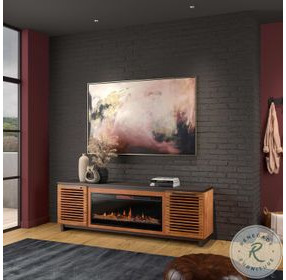 Graceland Black with Bourbon 86" TV Stand With Fireplace