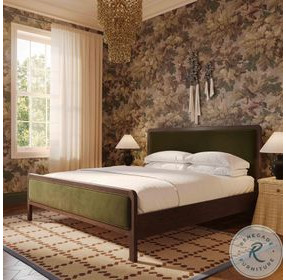 Hella Forest Green Velvet Upholstered Panel Bedroom Set