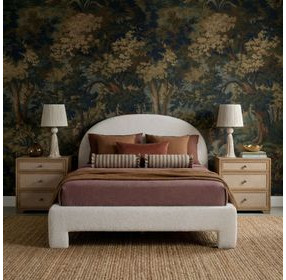 Orphea Off White Performance Fabric Queen Upholstered Panel Bed