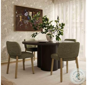 Foxy Olive Green Textured Performance Fabric Dining Chair