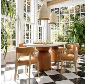 Cynthia Brown and Travertine Concrete 87" Outdoor Long Oval Dining Table