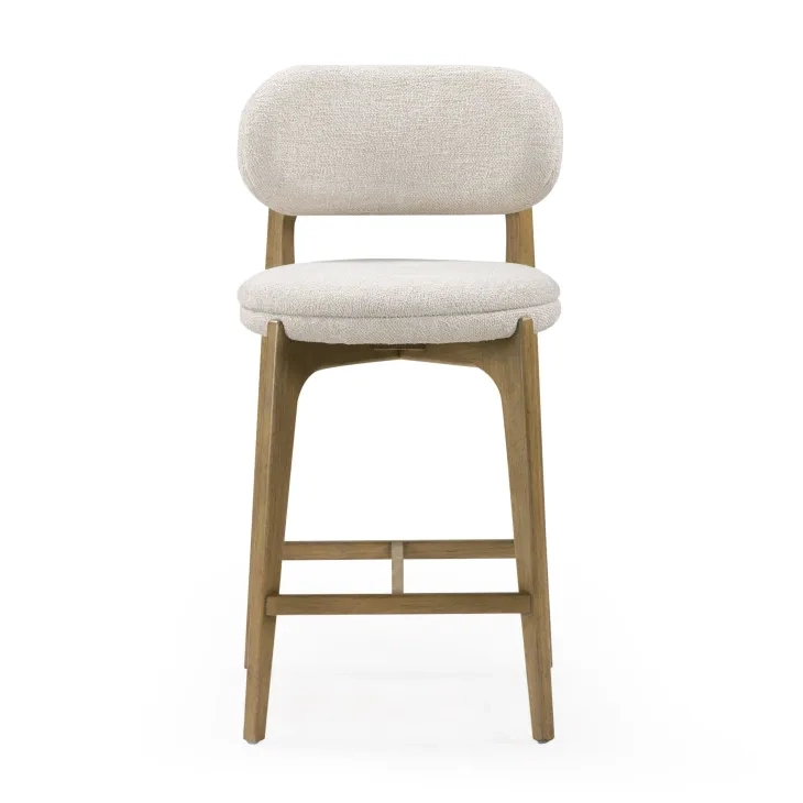 Carnation Cream Performance Fabric Upholstered Counter Height Stool