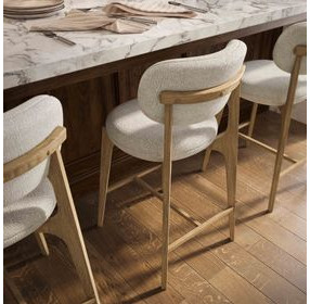 Carnation Cream Performance Fabric Upholstered Counter Height Stool