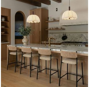 Celine Tan Performance Fabric Upholstered Counter Height Stool