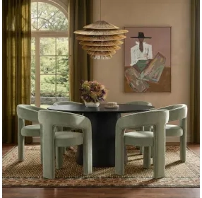 Sahara Black Round Dining Room Set
