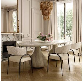 Tatum Cream Performance Fabric 2 Tone Dining Chair