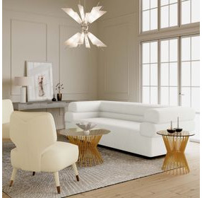 Elsa Cream Velvet 98" Sofa by Inspire Me Home Decor