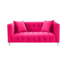 Bea Hot Pink Velvet Loveseat