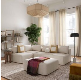 Hangover Cream Linen Modular 64" Loveseat