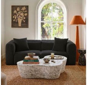 Tarra Black Performance Fabric 86" Loveseat