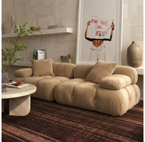 Calliope Cafe Au Lait Performance Velvet Modular 79" Loveseat