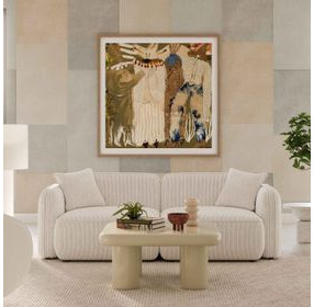 Travie White Sand Performance Corduroy Velvet Modular 78" Loveseat