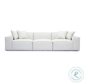 Mindy Cream Chenille Basketweave Modular Sectional