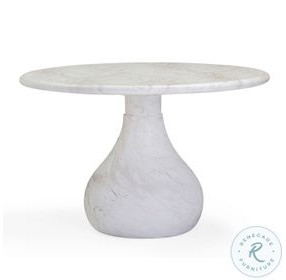 Smooch White Faux Marble Print Outdoor Round Dining Room Set
