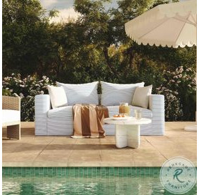 Salty Blue Striped Outdoor Sofa