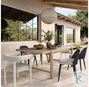 Alexa Black Rattan Performance Fabric Outdoor Dining Chair