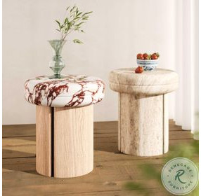 Sheila Travertine Textured Round Concrete Side Table