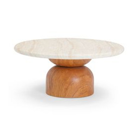 Cynthia Brown and Travertine Round Concrete Stone Top Outdoor Occassional Table Set