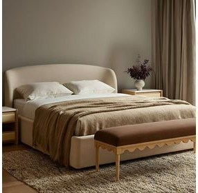 Oodle Bronze Performance Fabric Upholstered Bed Bench