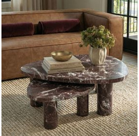 Libby Red Levanto Triangular Outdoor Concrete Top Large Coffee Table