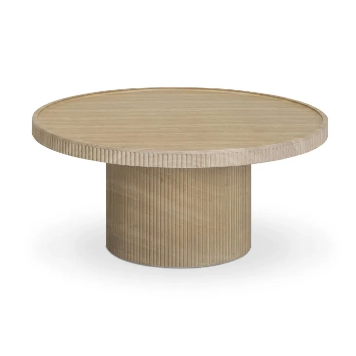 Darcy Travertine Round Outdoor Concrete Top Coffee Table