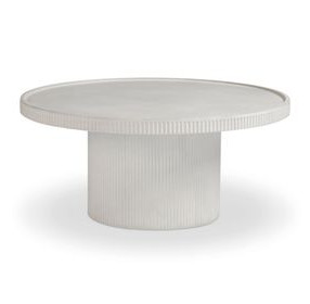 Darcy White Round Outdoor Concrete Top Occassional Table Set