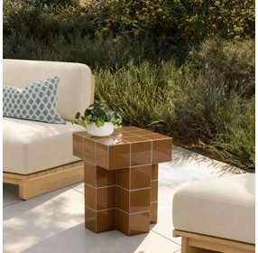 Alma Orange Square Outdoor Concrete Top Side Table