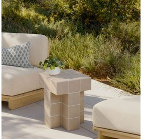 Alma Taupe Square Outdoor Concrete Top Side Table