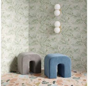 Desi Taupe Performance Fabric Upholstered Square Ottoman