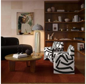 Pippa Black Brushstroke Print Stool