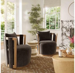 Paolo Chocolate Brown Upcycled Swivel Chair