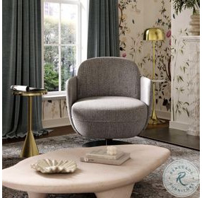 Solange Gray Textured Weave Swivel Chair