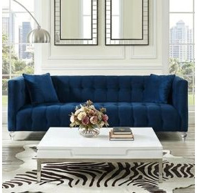 Bea Navy Velvet 91" Sofa