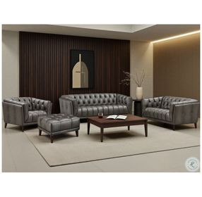 Trix Ash Gray Leather Living Room Set
