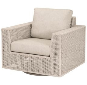 Tropez Beige Performance Fabric Outdoor Swivel Rocker Sofa Chair