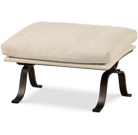 Tara Shaw Off White Leather Upholstered Rectangular Saint Laurent Ottoman