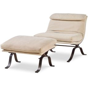 Tara Shaw Off White Leather Upholstered Saint Laurent Lounge Chair