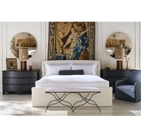 Tara Shaw Cream Performance Linen King Upholstered Saint Germain Sleigh Bed