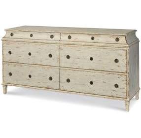 Tara Shaw Swedish Scraped Bone 6 Drawer Alexandre Ii Double Dresser